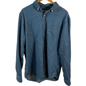 Banana Republic Mens Button Down Size L Slim Fit Denim Blue Cotton